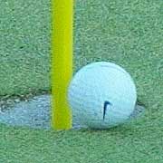 Tiger's ball at the penultimate moment